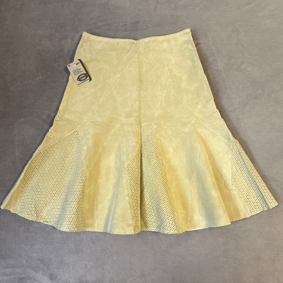 Boho Chic Suede Skirt Skotts Green Size 6 Washable Midi NWT Western Cowgirl 90s - Picture 1 of 9